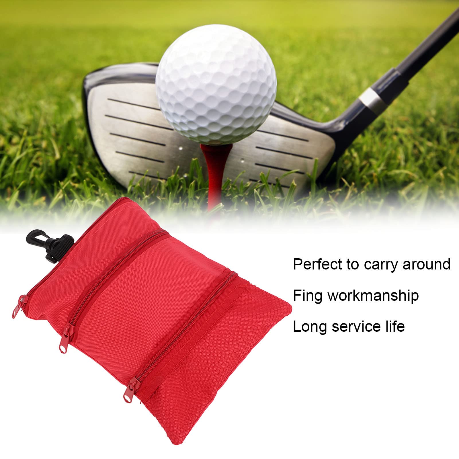 Golf Tee Bag, 8 X 6.6in Cloth Golf Tee Pouch Portable Zipper Golf